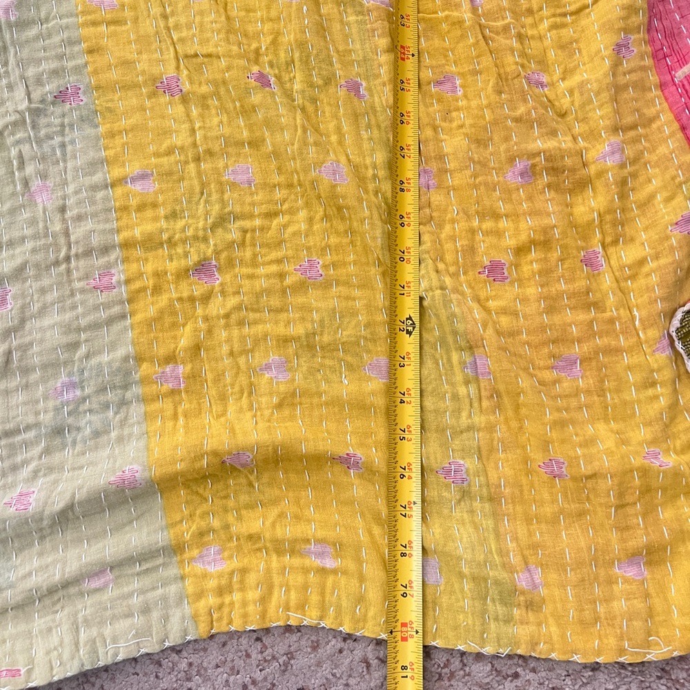 Vintage Kantha Quilt Throw Blanket  80x 47”‎ | Double Sided | Soft Cotton - Picture 12 of 12